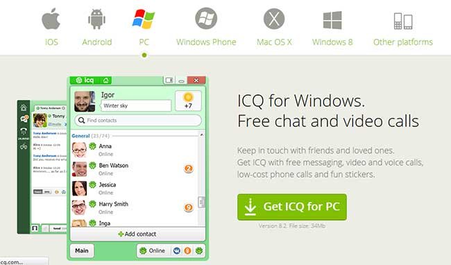 Best Facebook Chat Software for Windows ICQ